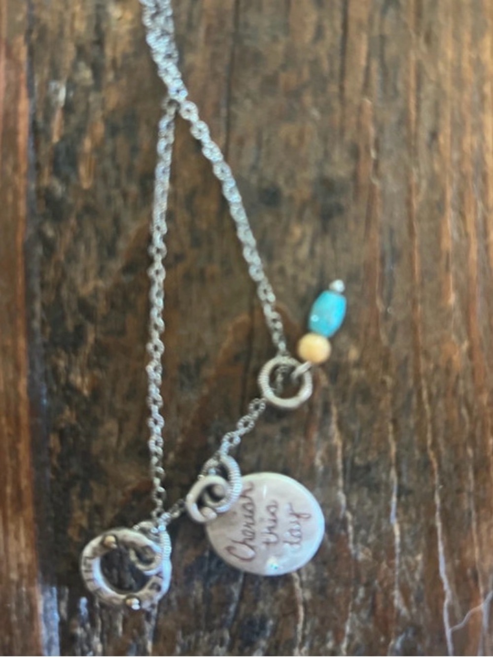 Brighton Silver Necklace with Turquoise and Cream Beads